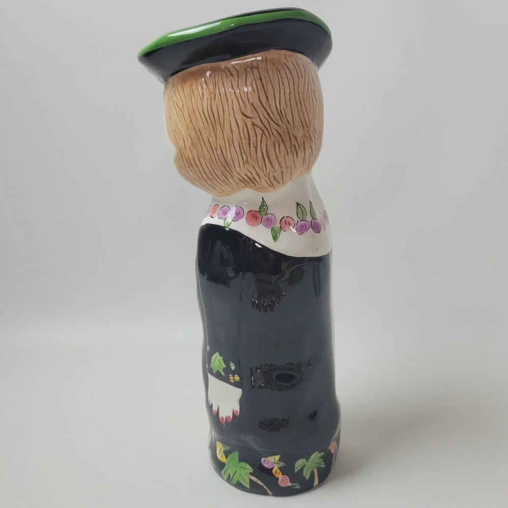 Bella Casa by Ganz Susan Paley Pearl Figural Bud Vase Ceramic Black Floral